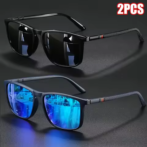 1-2 Stück Luxuriöse Quadratische Vintage Polarisierte Fahrrad-Sonnenbrille UV400 für Männer und Frauen, Modische Brillen für Reisen, Autofahren, Angeln