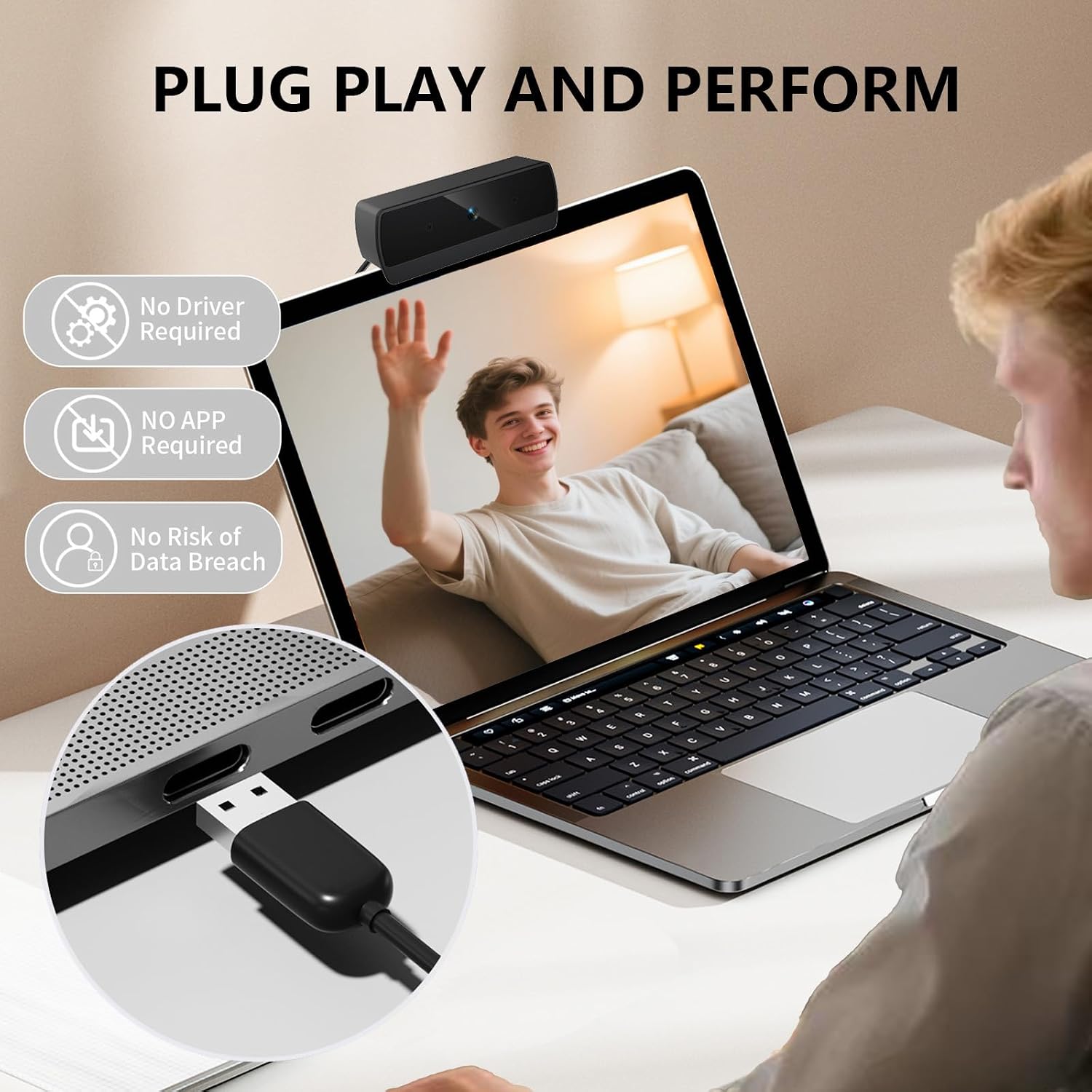 1080P HD Webcam with Microphone, Streaming Computer Camera for Laptop PC — image 3