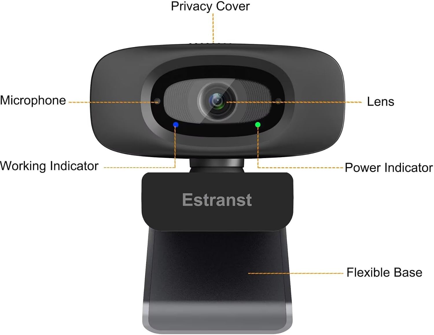 1080P Webcam for PC Laptop MacBook Computer Desktop, with Microphone & Privacy Cover & USB C Adapter — image 6