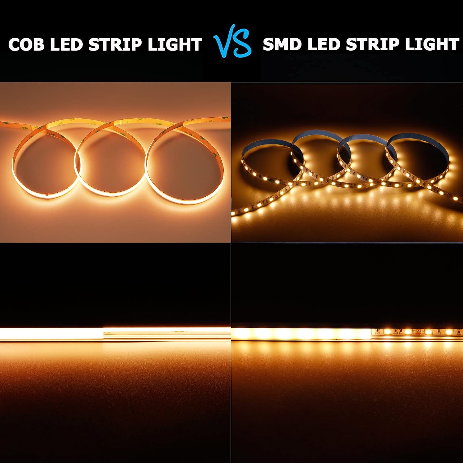 32.8ft/10M 24V COB LED Strip Warm White 3000K 3840LEDs CRI 93+ 6800lm — image 2