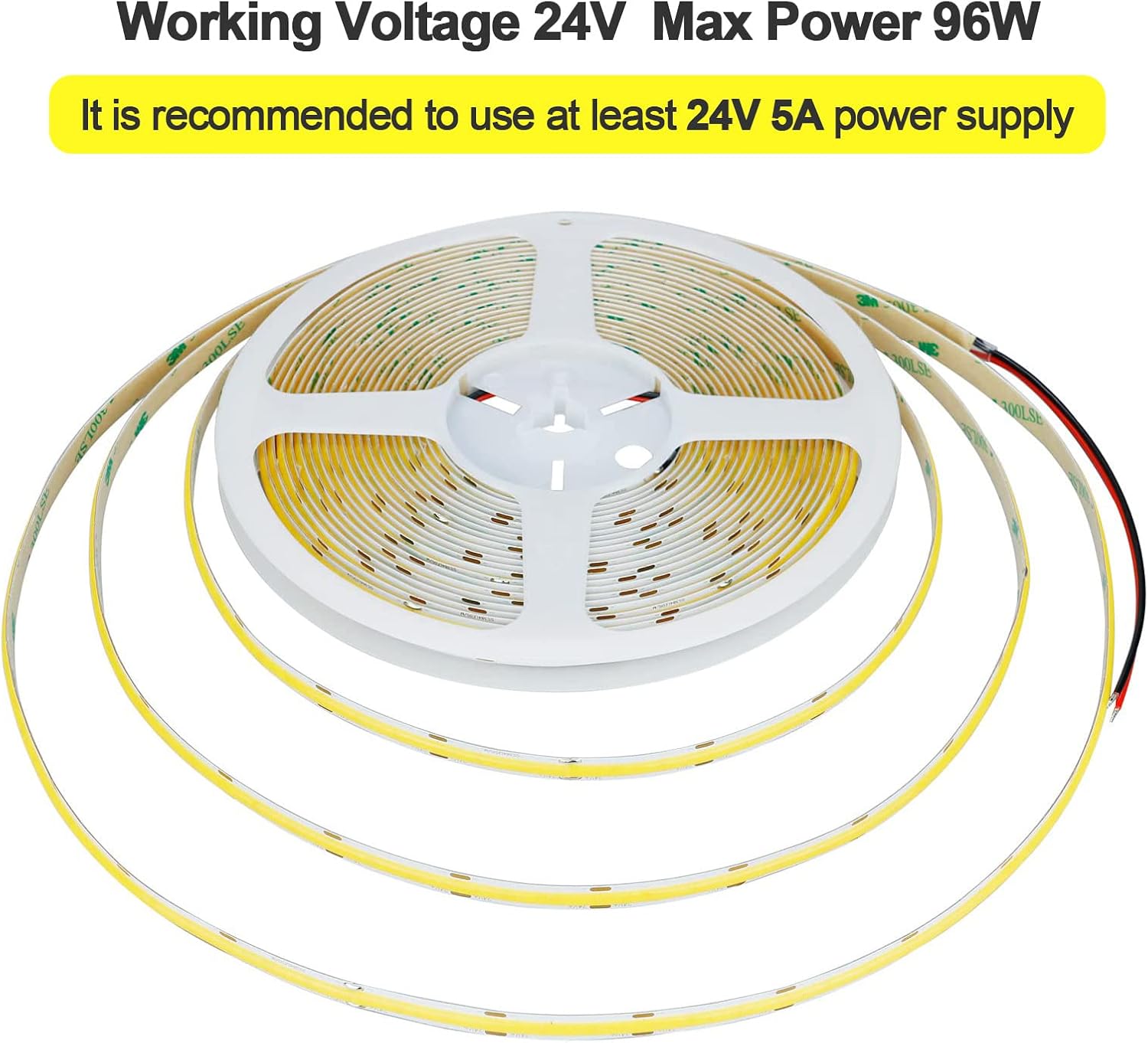 32.8ft/10M 24V COB LED Strip Warm White 3000K 3840LEDs CRI 93+ 6800lm — image 4