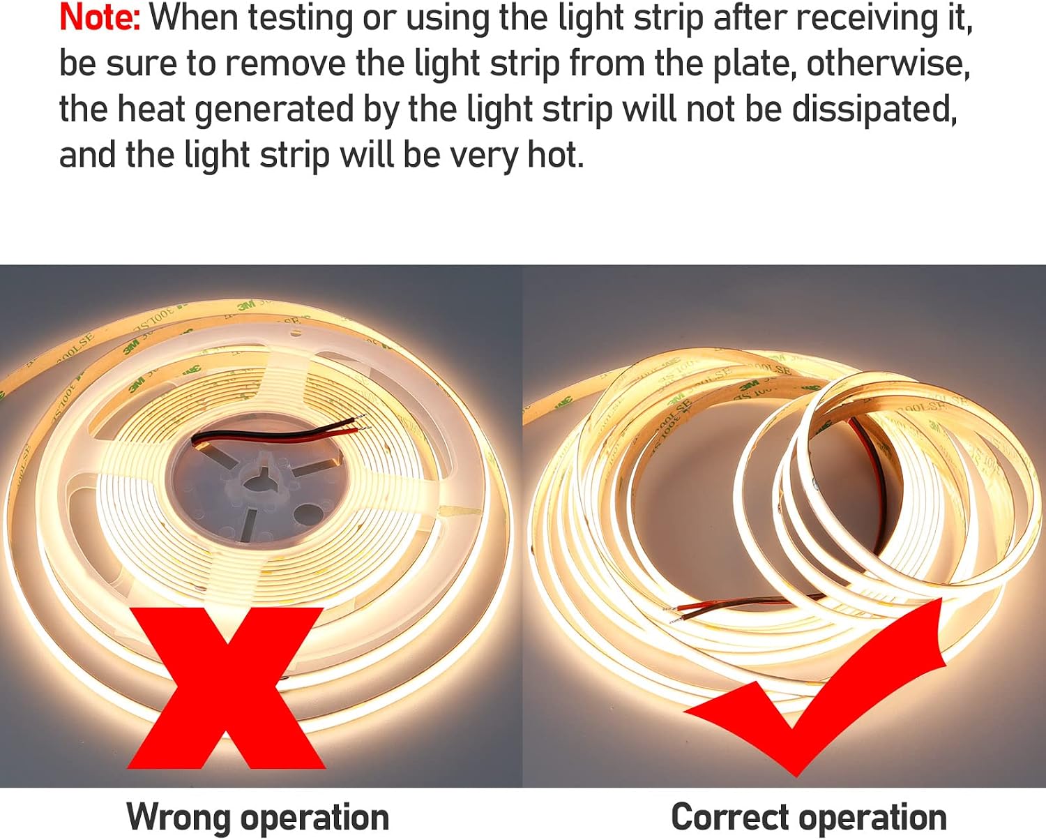 32.8ft/10M 24V COB LED Strip Warm White 3000K 3840LEDs CRI 93+ 6800lm — image 5