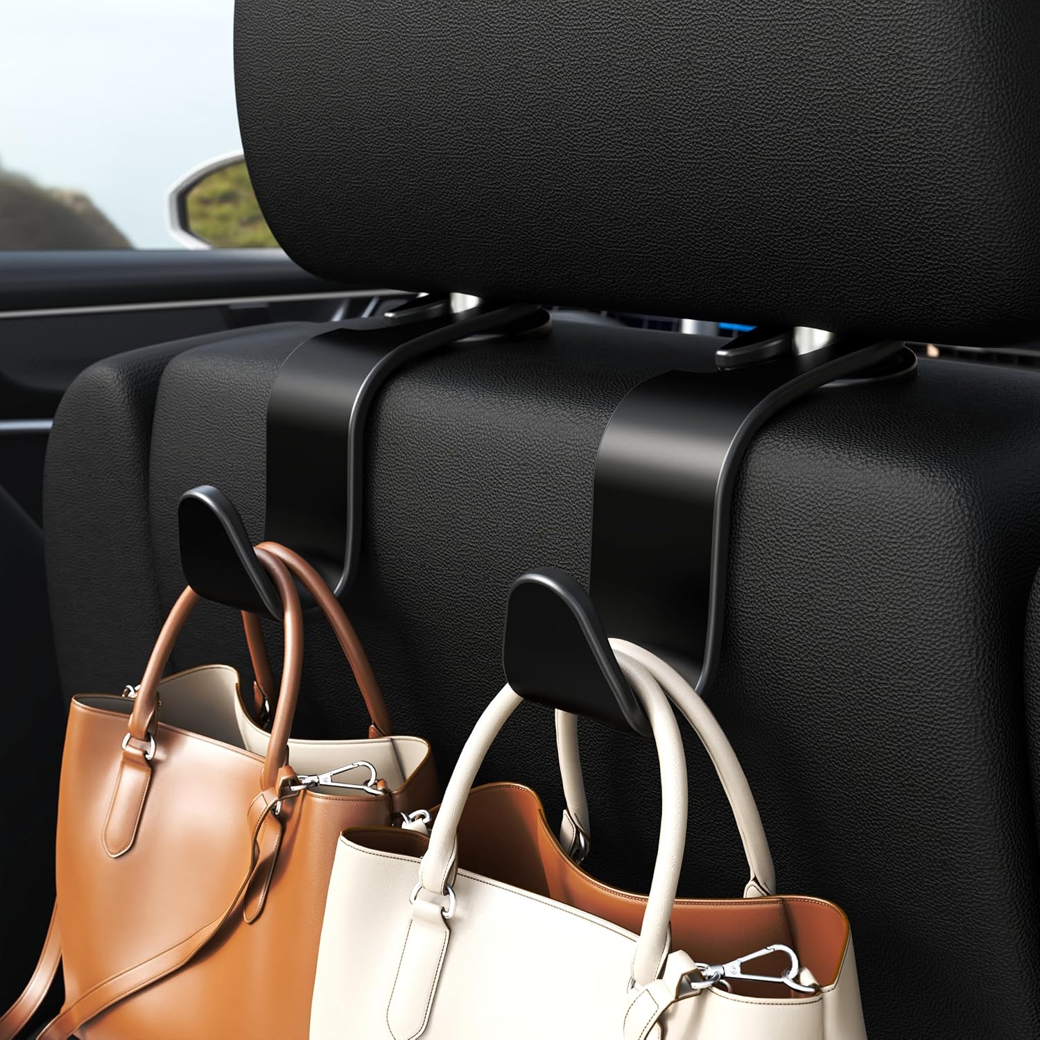 4-Pack Car Headrest Hooks Holds 55lbs Seat Storage Organizer for Bags — 2