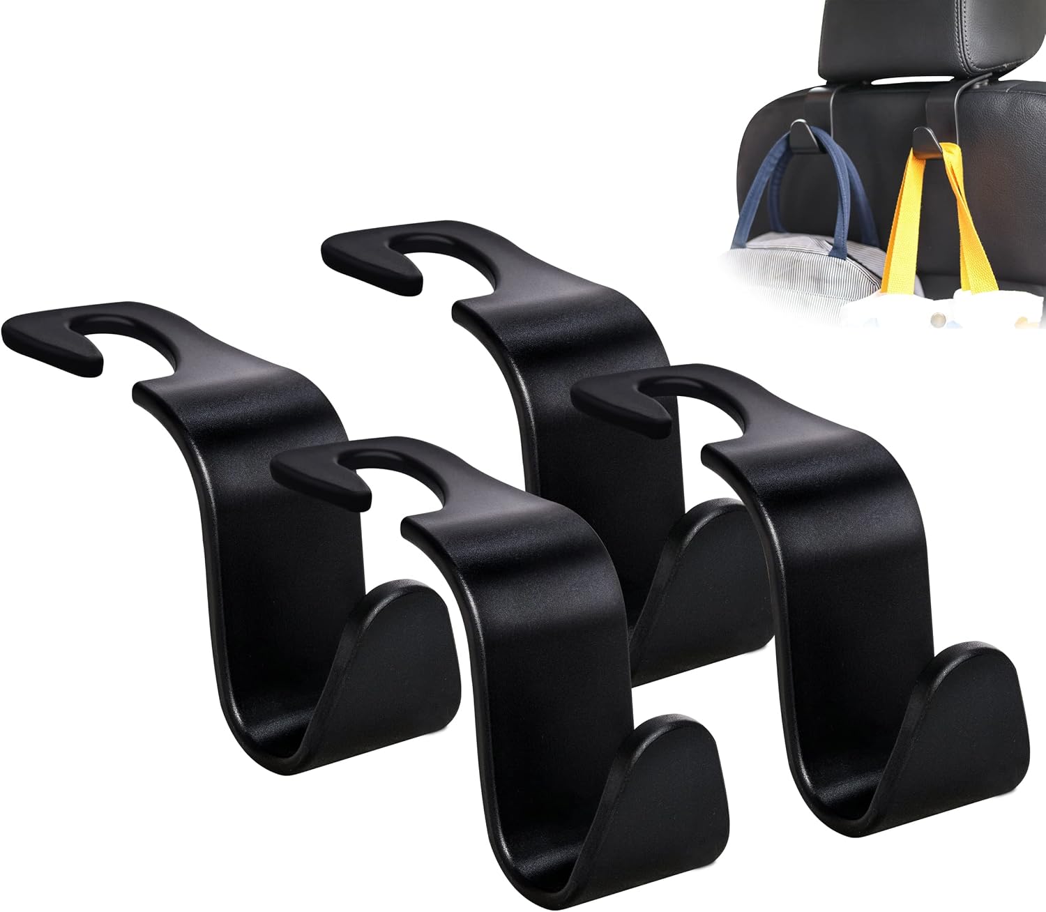4-Pack Car Headrest Hooks Holds 55lbs Seat Storage Organizer for Bags — 7