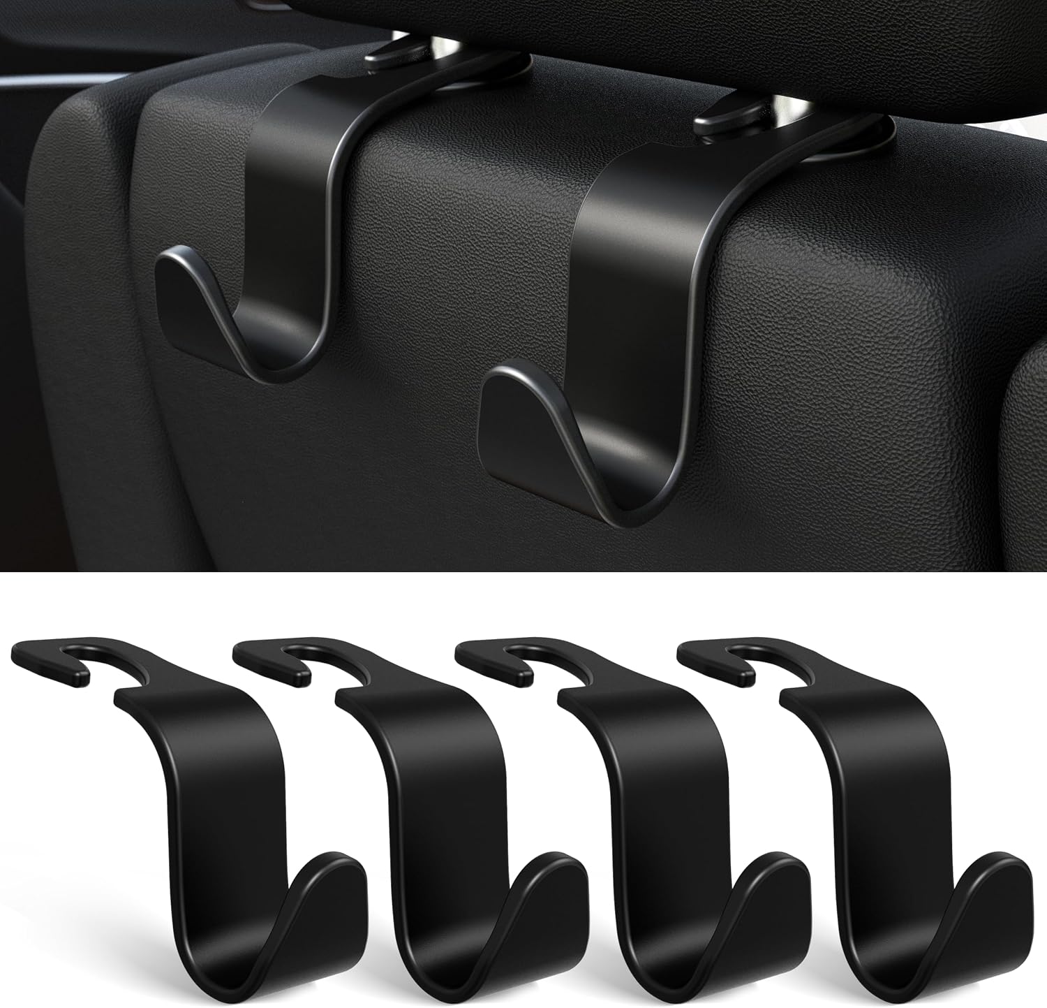 4-Pack Car Headrest Hooks Holds 55lbs Seat Storage Organizer for Bags — 8