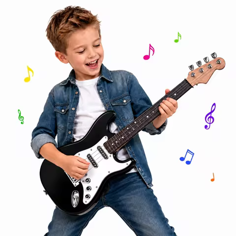4-Saiten E-Gitarren-Spielzeug für Kinder, Kleinkinder und Anfänger, Musikinstrument zum Lernen, Heimspielzeug, Geburtstagsgeschenk für Jungen und Mädchen