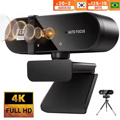 4K Webcam 1080P Mini-Kamera 2K Full HD Webcam mit Mikrofon 30fps USB-Webcam für Autofokus PC Laptop Videoaufnahmekamera