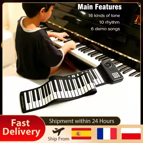 88-Tasten-E-Piano, Silikon-Handrollklavier mit Aufnahmefunktion, Kopfhöreranschluss und Klaviertasche, eingebauter Lautsprecher, 16 Töne, 10 Rhythmen und 6 Demo-Songs