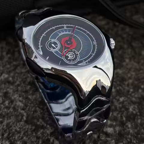 Alien Retro Twisted Case Y2k Quarzuhr Herren Silbernes Zifferblatt Oval Ellipse Spezielles Modisches Einzigartiges Design Stahl Herrenuhr AAA Uhr