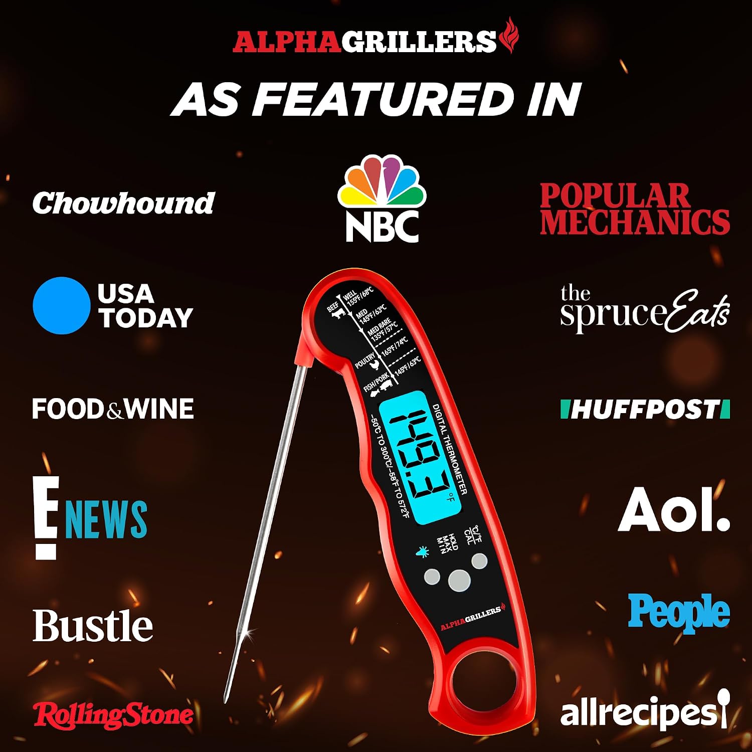 Alpha Grillers Instant Read Meat Thermometer Digital, Cooking, Food, Grill — 4