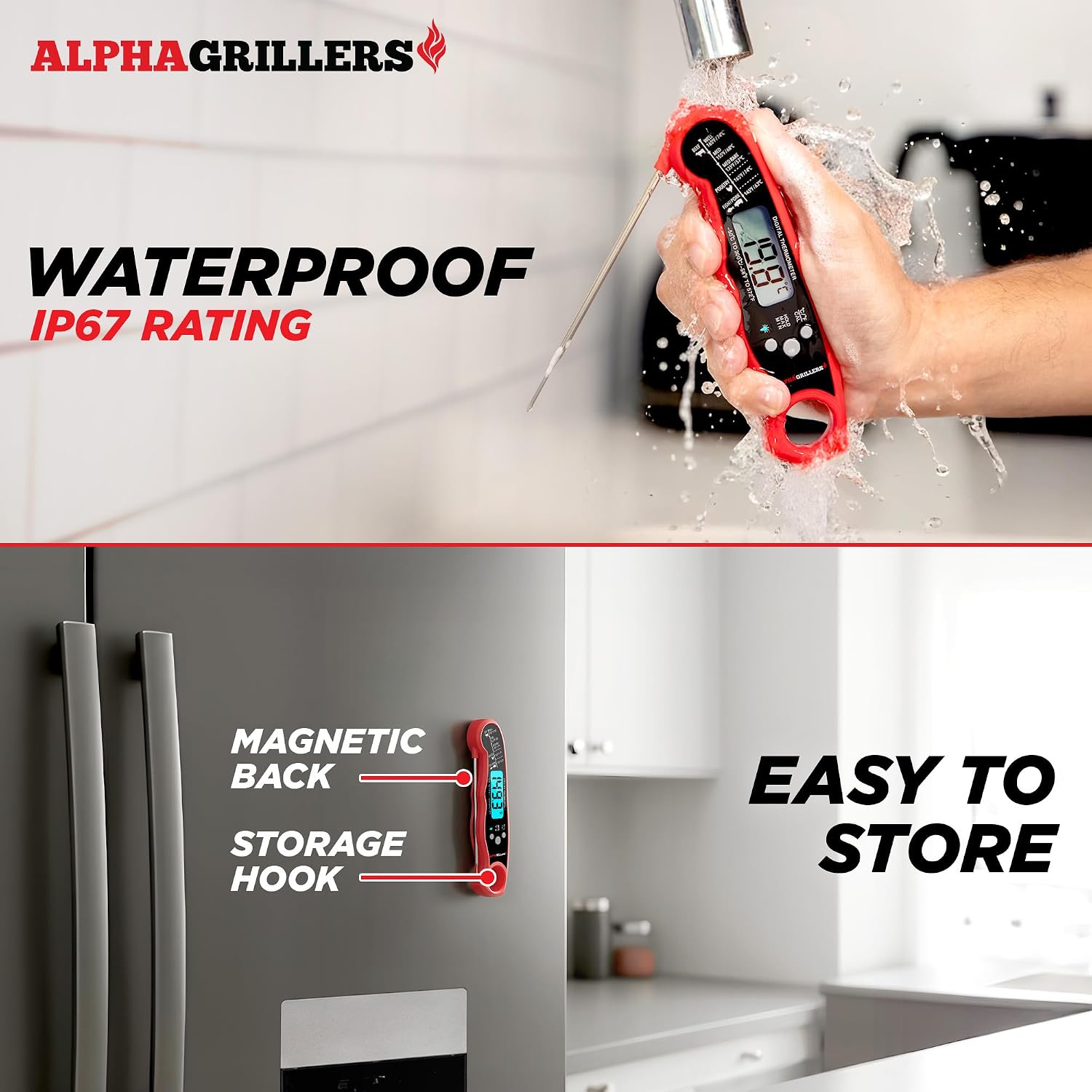 Alpha Grillers Instant Read Meat Thermometer Digital, Cooking, Food, Grill — 5