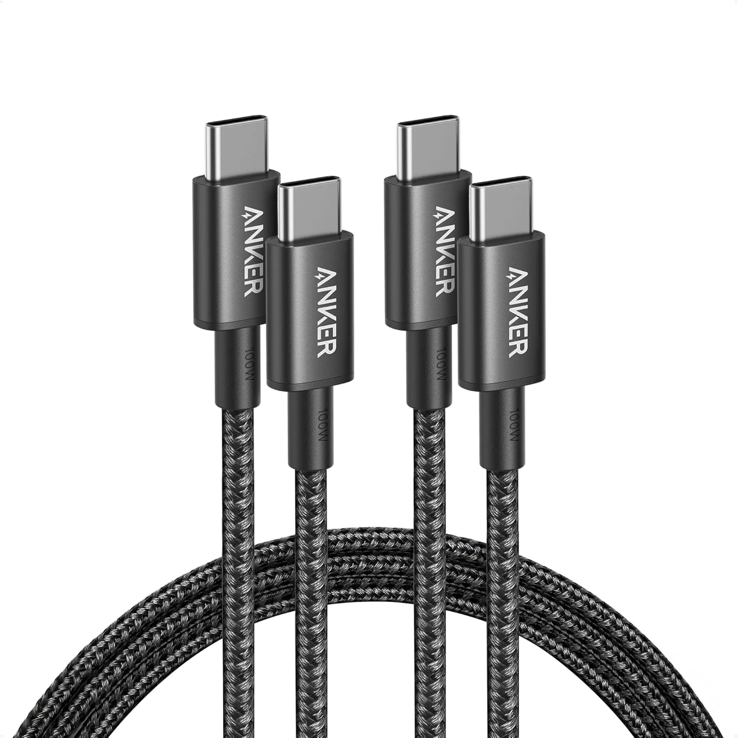 Anker USB C to USB C Cable, 100W Fast Charging Cable (2-Pack, 6 ft, Black) — image 1