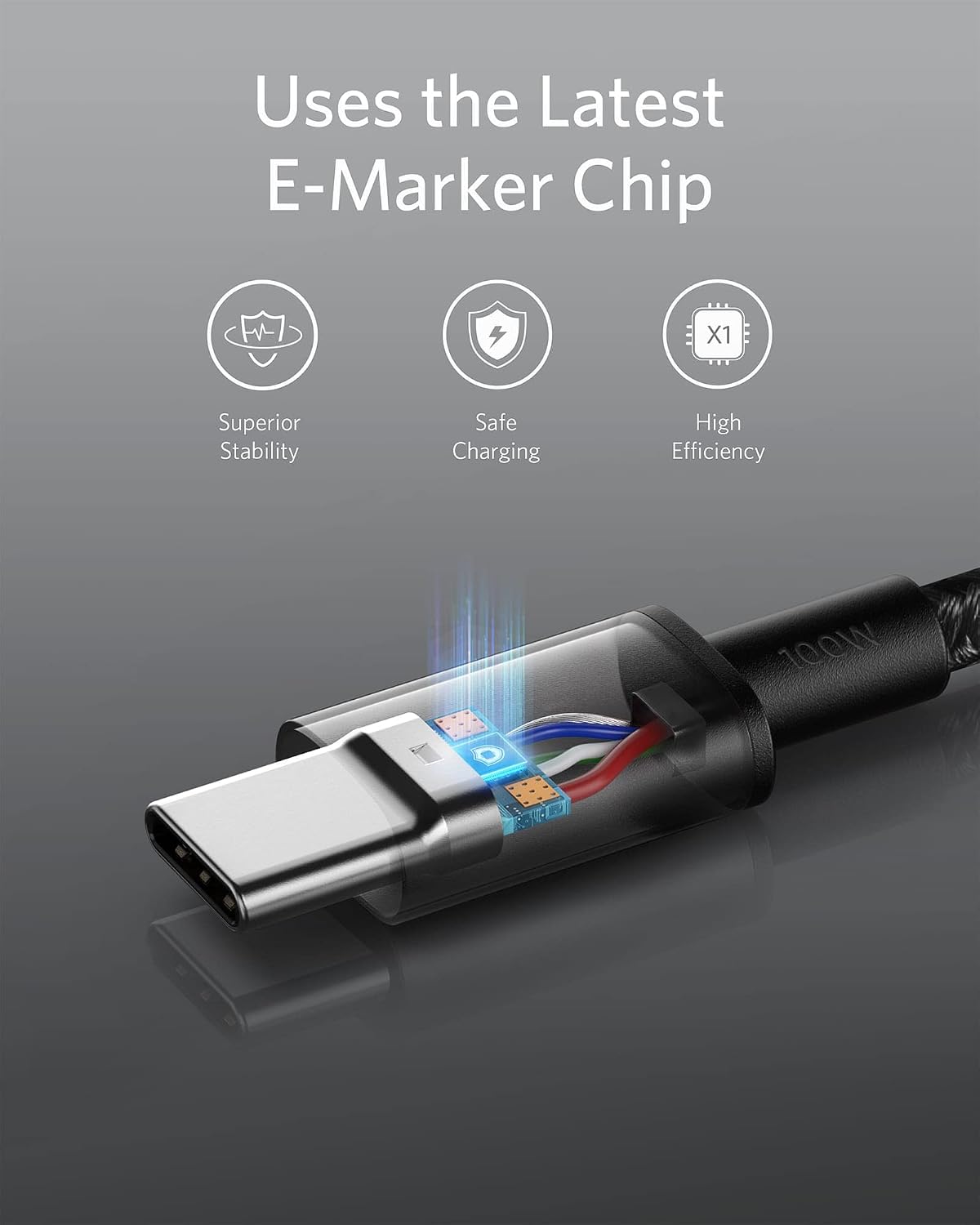 Anker USB C to USB C Cable, 100W Fast Charging Cable (2-Pack, 6 ft, Black) — image 3