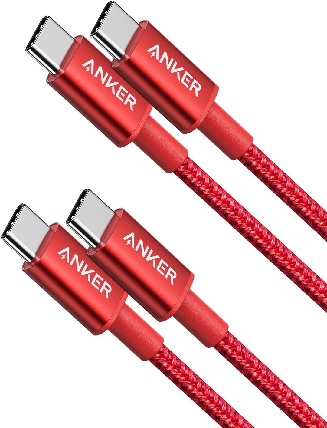 Anker USB C to USB C Cable, 60W Fast Charging Cable (2-Pack, 3.3 ft, Red) — image 1