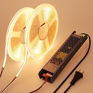 BENLUN 24V COB LED Strip Lights 65.6ft CRI 93 Cuttable with Power Supply