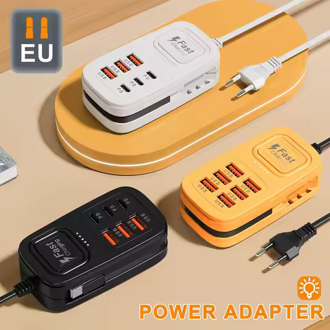 Bloc multiprises USB 6 ports à charge rapide, station de charge de bureau, adaptateur USB HUB avec prises EU/UK/US, 3 ports Type C et 3 ports USB