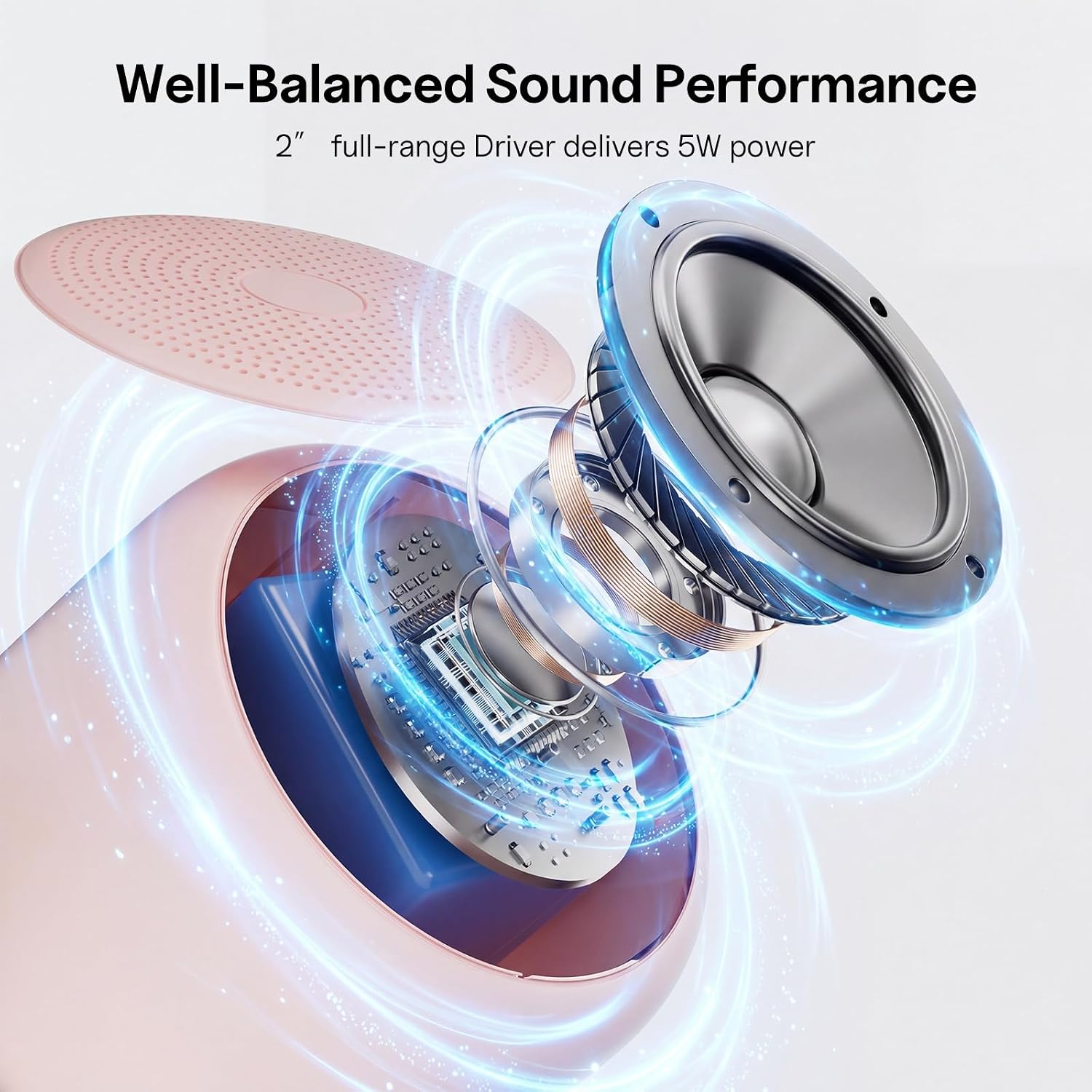 Bobtot Portable Bluetooth Speakers with Strap Mini Speaker, Pink — image 3