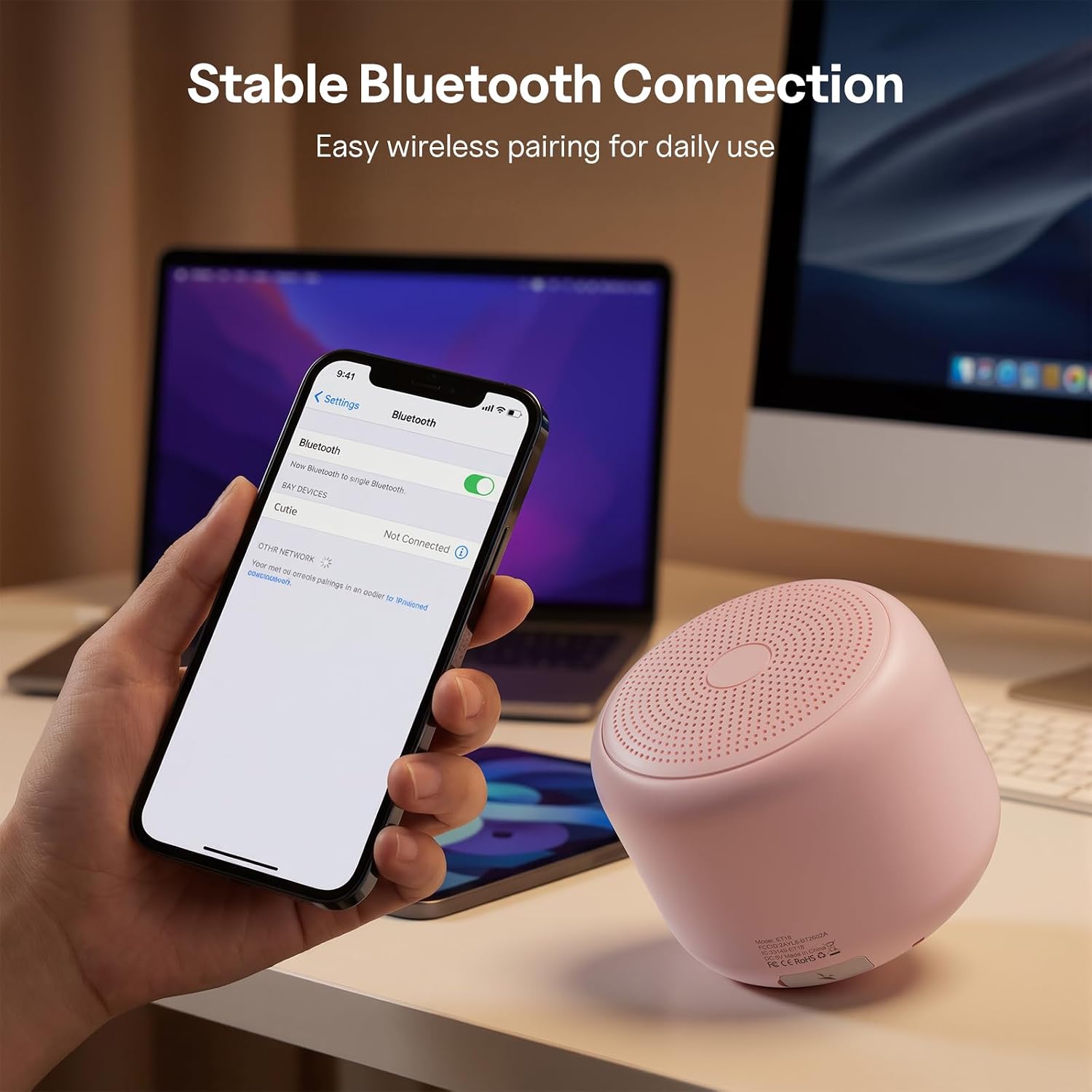 Bobtot Portable Bluetooth Speakers with Strap Mini Speaker, Pink — image 4