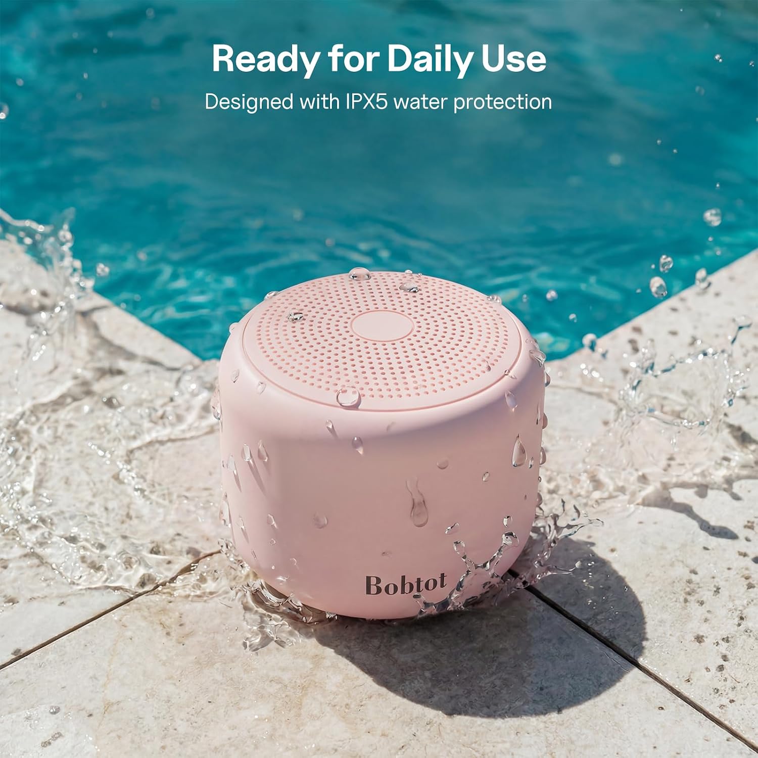 Bobtot Portable Bluetooth Speakers with Strap Mini Speaker, Pink — image 5