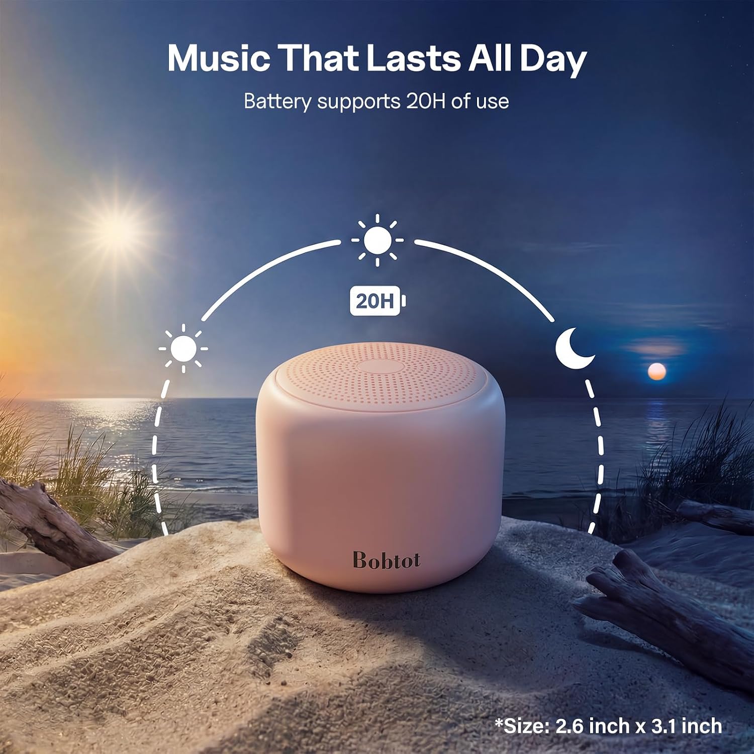 Bobtot Portable Bluetooth Speakers with Strap Mini Speaker, Pink — image 6