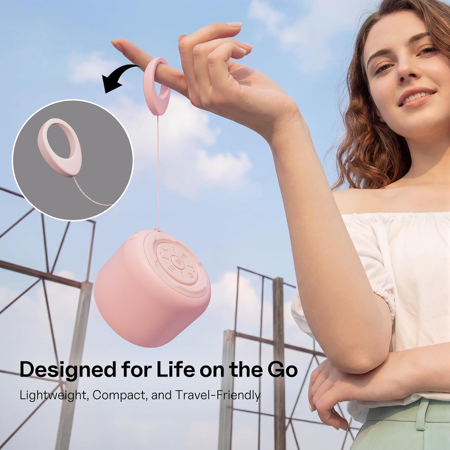 Bobtot Portable Bluetooth Speakers with Strap Mini Speaker, Pink — image 7