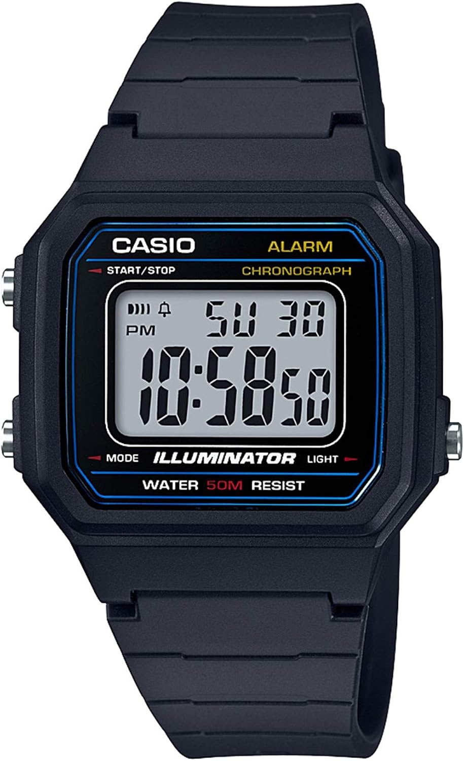 Casio W217H Series | Men’s Digital Watch | 50M WR | 1/100 Second Stopwatch | LED Backlight | Countdown Timer | 100 SEC Chronograph | Daily Alarm | Hourly Time Signal | 7 Year Battery