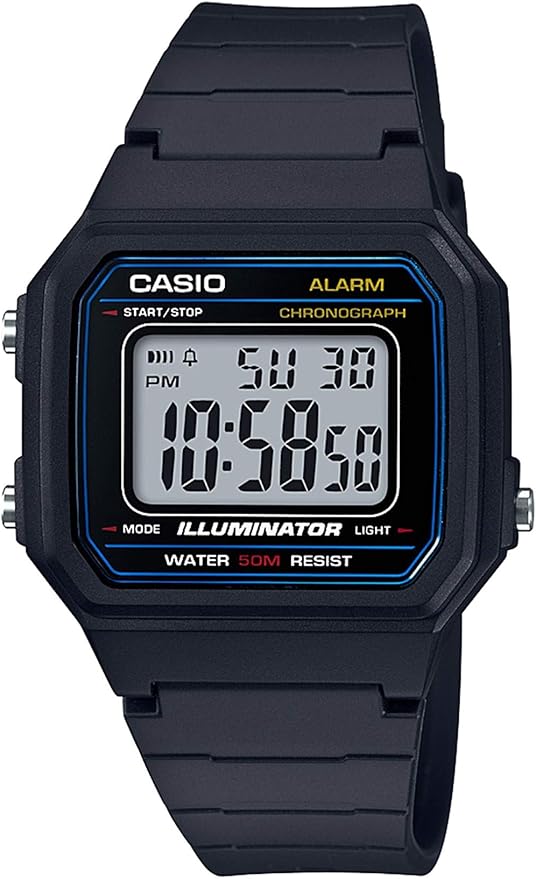 Casio W217H Series | Men’s Digital Watch | 50M WR | 1/100 Second Stopwatch | LED Backlight | Countdown Timer | 100 SEC Chronograph | Daily Alarm | Hourly Time Signal | 7 Year Battery — 8