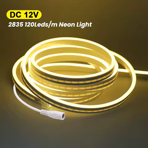 DC 12V LED-Neonlichtstreifen 120 LEDs/M Wasserdichtes Neon-Silikon-Seillicht Flexibles Licht mit DC-Stecker 3000K 6000K für Küchen- und Schlafzimmerdekoration
