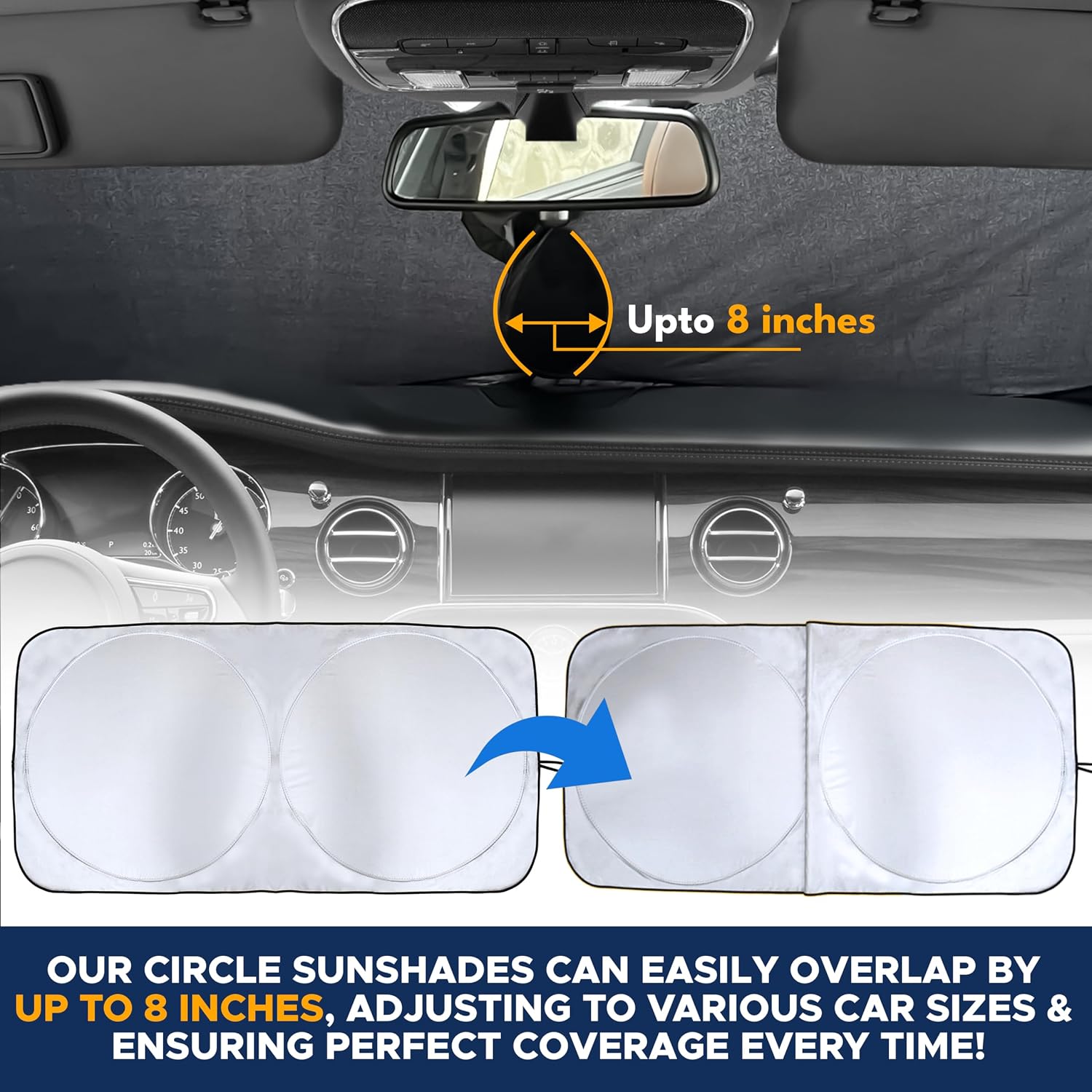 EcoNour Car Windshield Sun Shade, Front Window Sun Blocker for SUVs,Sedan — 4