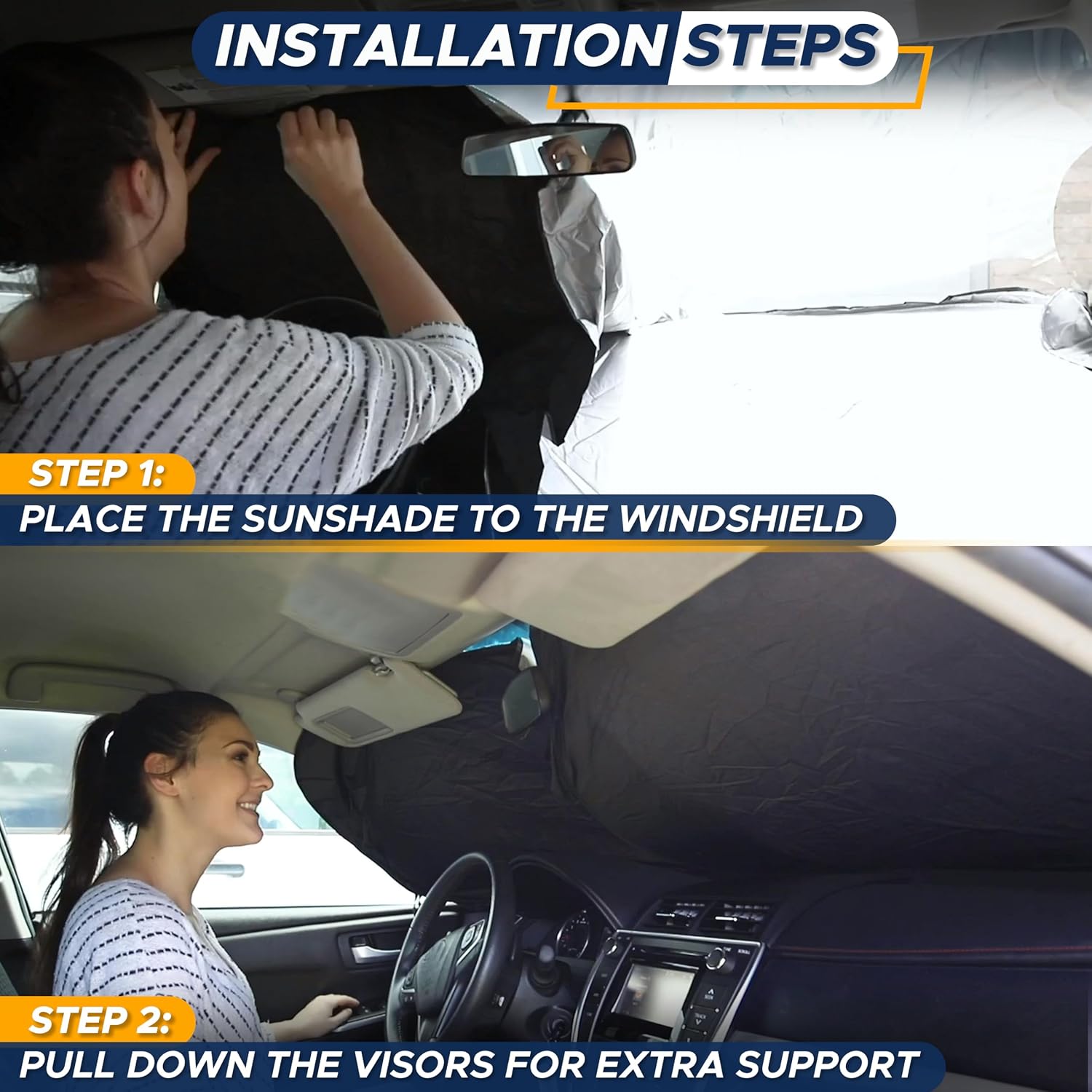 EcoNour Car Windshield Sun Shade, Front Window Sun Blocker for SUVs,Sedan — 6