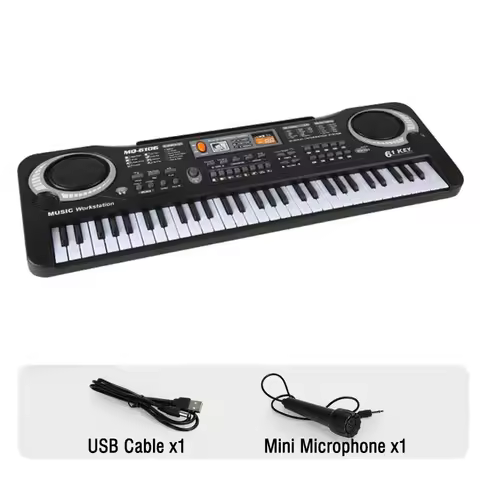 Elektronische Kinder-Klaviertastatur, 61 Tasten, Orgel mit Mikrofon, Aufklebern, Bildungsspielzeug, Musikinstrument, Geschenk für Anfänger