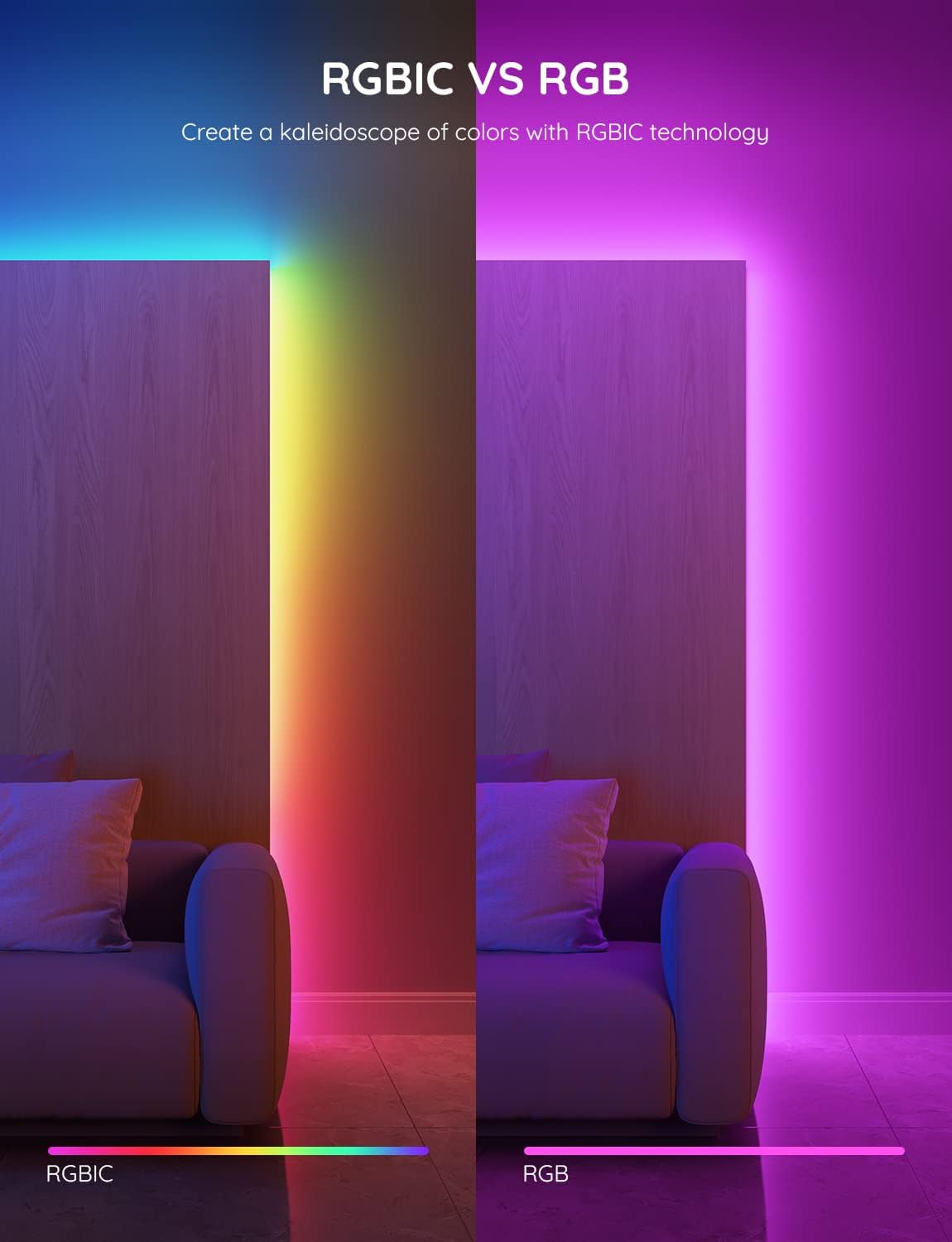 Govee 100ft RGBIC LED Strip Lights, LED Lights for Bedroom, APP Control — image 2