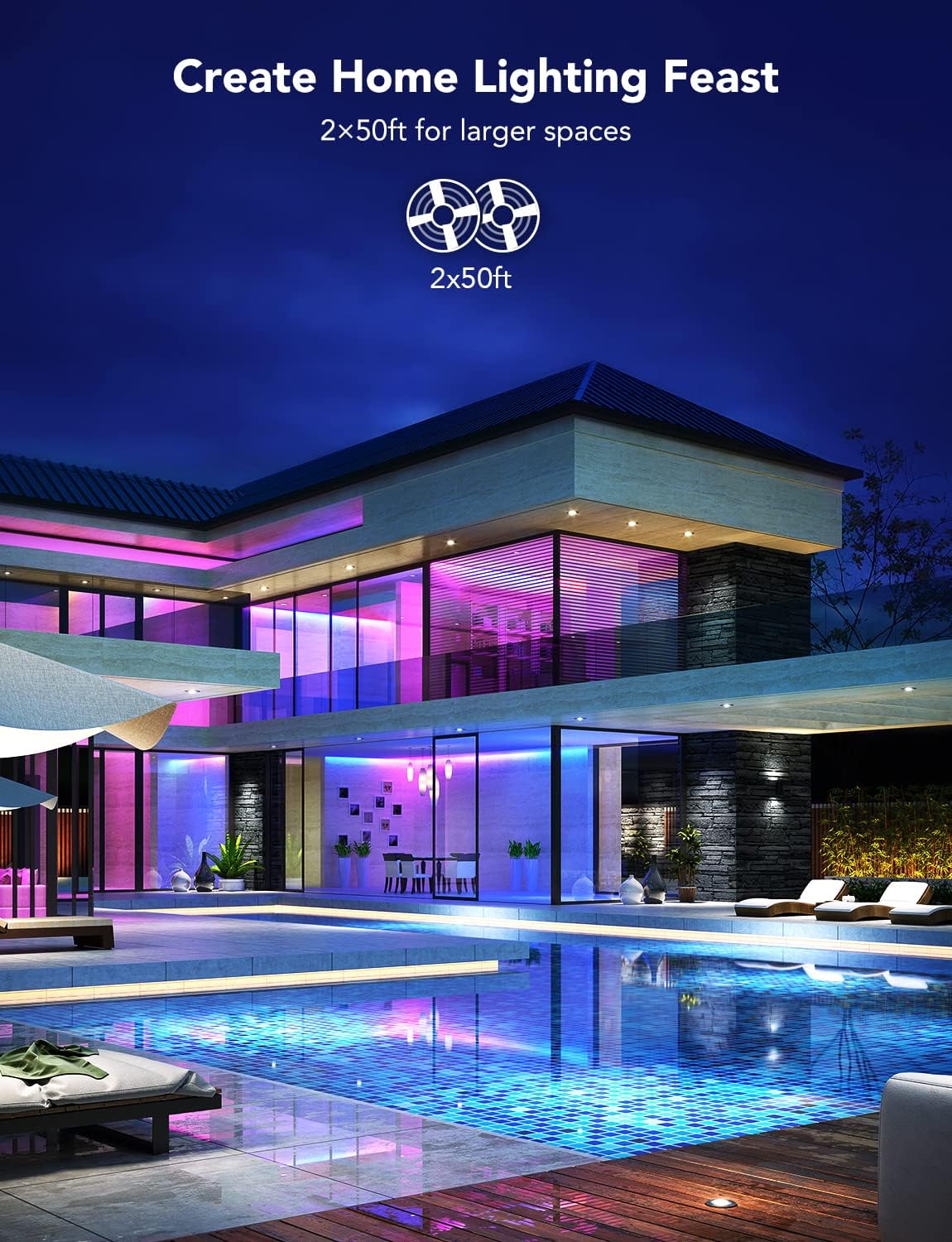 Govee 100ft RGBIC LED Strip Lights, LED Lights for Bedroom, APP Control — image 3
