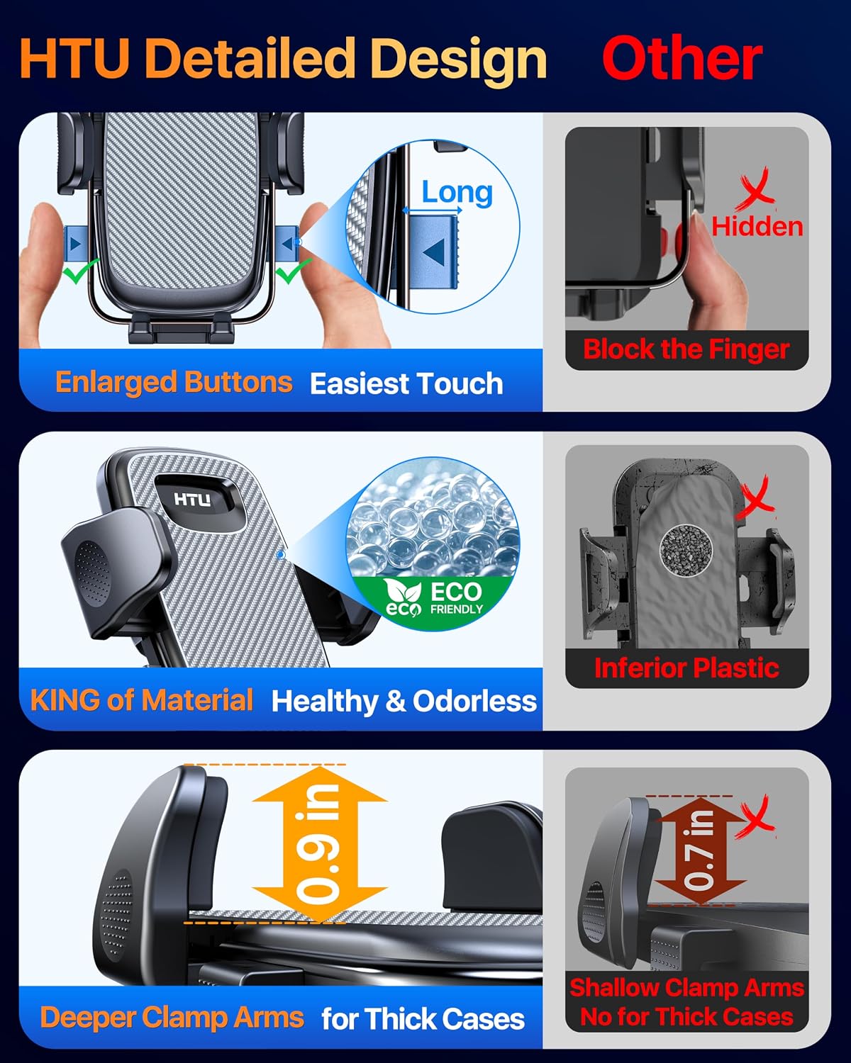 HTU【2026 Upgraded & No Shaking Cup Car Phone Holder, Universal 360° Rotation Long Neck Cupholder Cell Phone Car Mount Extendable Base for iPhone Samsung All 4.0-7.0 inches Smartphones, Silver Grey — image 3