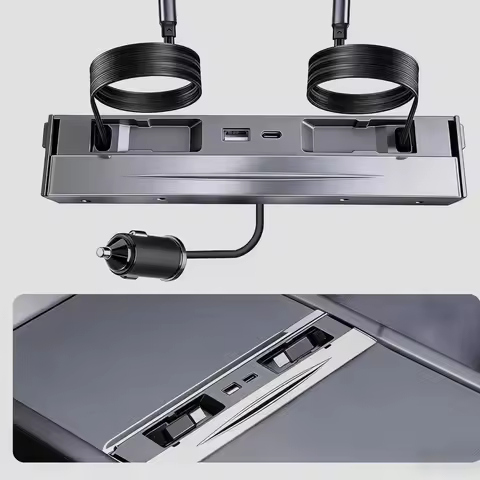 Hub de charge USB pour Tesla Model 3 Highland 2024-2026 et Model Y Juniper 2026, accessoires, câbles de charge rapide rétractables à 4 ports