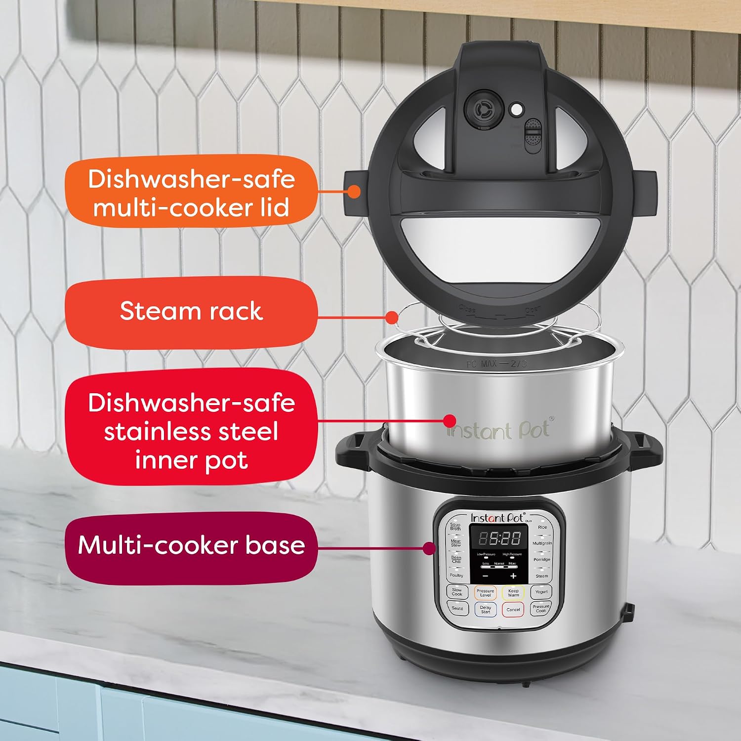Instant Pot Duo 6 Qt 7-in-1 Electric Pressure Cooker, Stainless Steel — 6