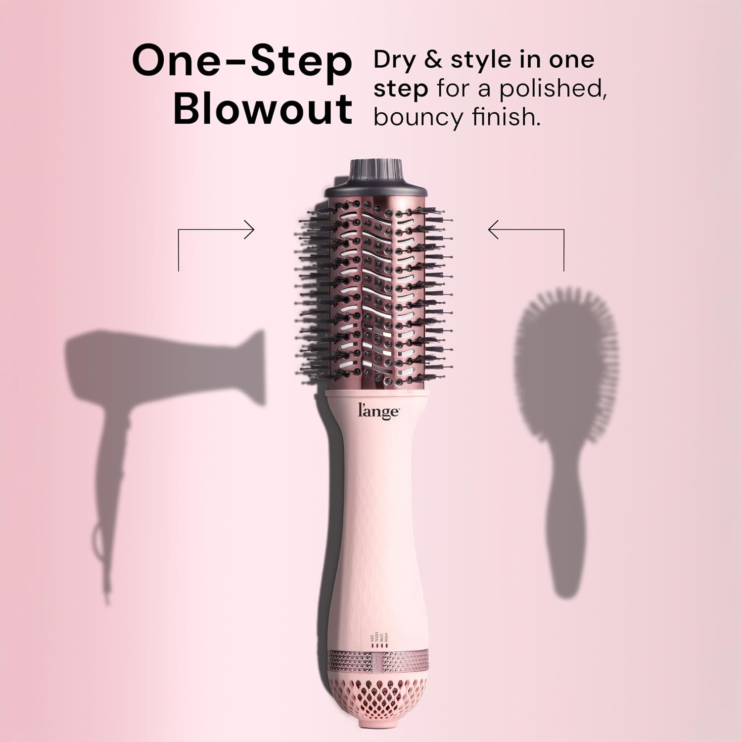 L'ANGE HAIR Le Volume 2-in-1 Titanium Blow Dryer Brush | Frizz Control Blowout Hair Dryer Brush for Drying and Styling | Volumizing Hot Air Styler for All Hairstyles | Oval Barrel | Blush - 60mm — 2