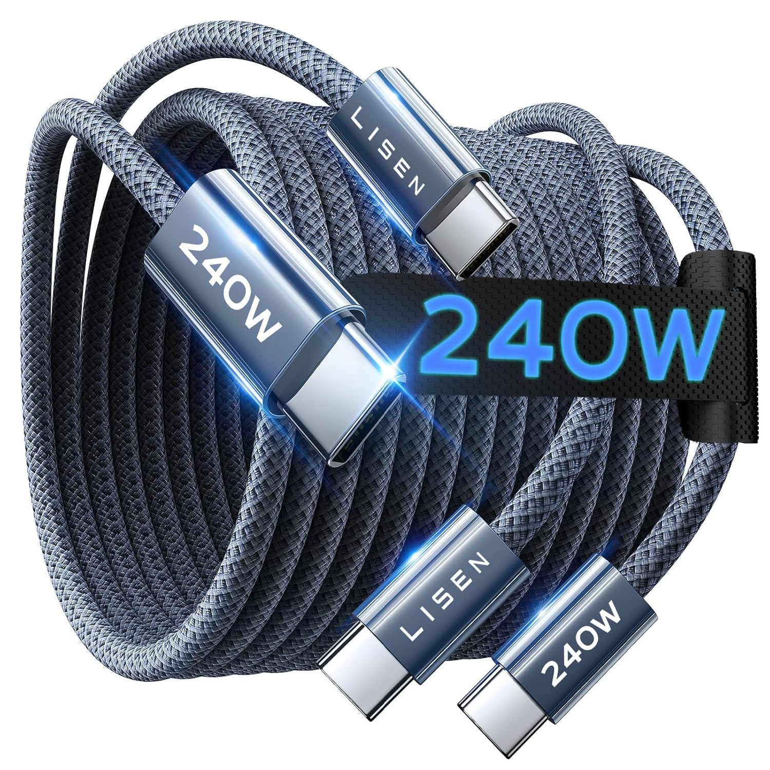 LISEN USB C to USB C Cable, 240W Fast Charging Type C Charger Cord (6.6FT) — image 1