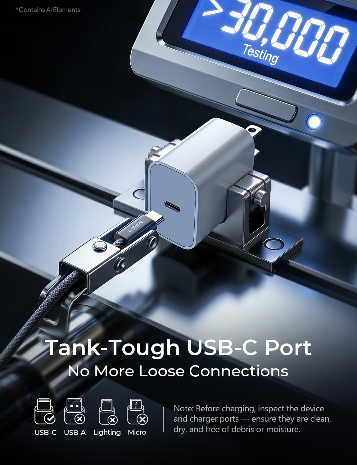 LISEN USB C to USB C Cable, 240W Fast Charging Type C Charger Cord (6.6FT) — image 7