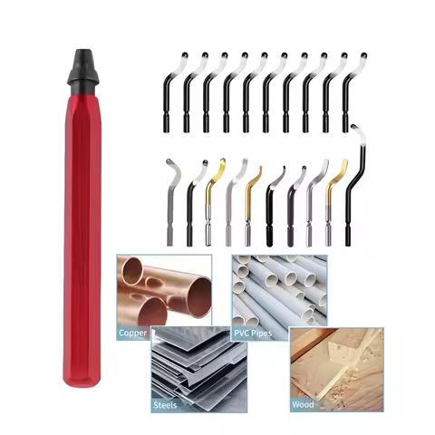Metall-Entgratungswerkzeug-Set RB1000 mit Griff und 20 Stück gemischten Klingen, Gratenentferner-Handwerkzeug für Holz, Kunststoff, Aluminium, Kupfer und Stahl