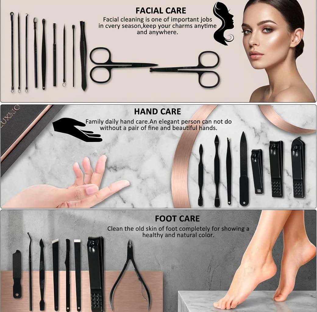 MINKINH Manicure Set Nail Clippers Set Pedicure Kit, 26-Piece Brown — 4