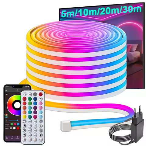 Neon-LED-Lichtstreifen, flexible Neon-Seilbeleuchtung, Musik-Synchronisation, APP-Steuerung, für Heim-, Schlafzimmer- und Außendekoration