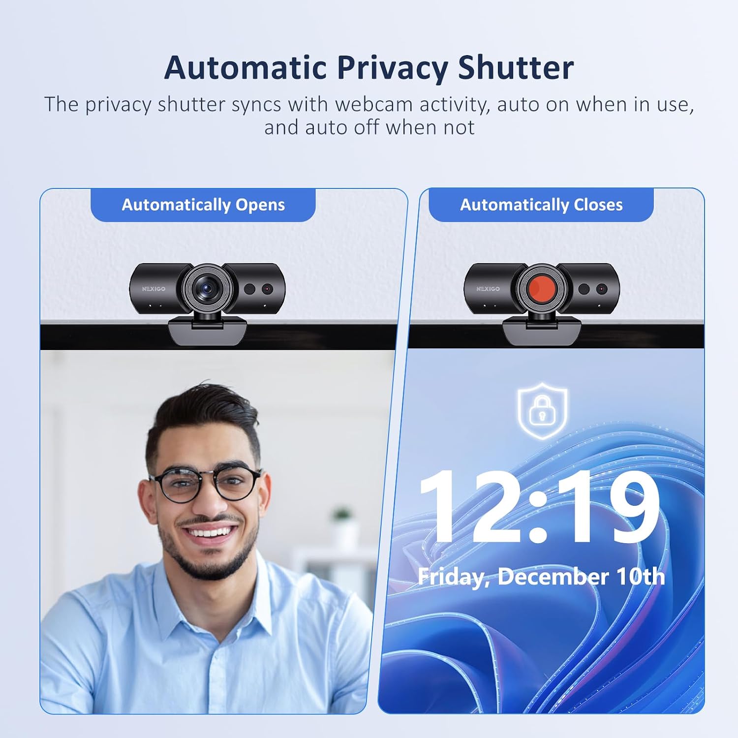 NexiGo HelloCam Pro, Webcam with Windows Hello, 1080P 60FPS Autofocus, True Privacy, Automatic Electronic Shutter, Computer Camera, Microphone, Facial Enhancement, HD USB Web Cam — 2