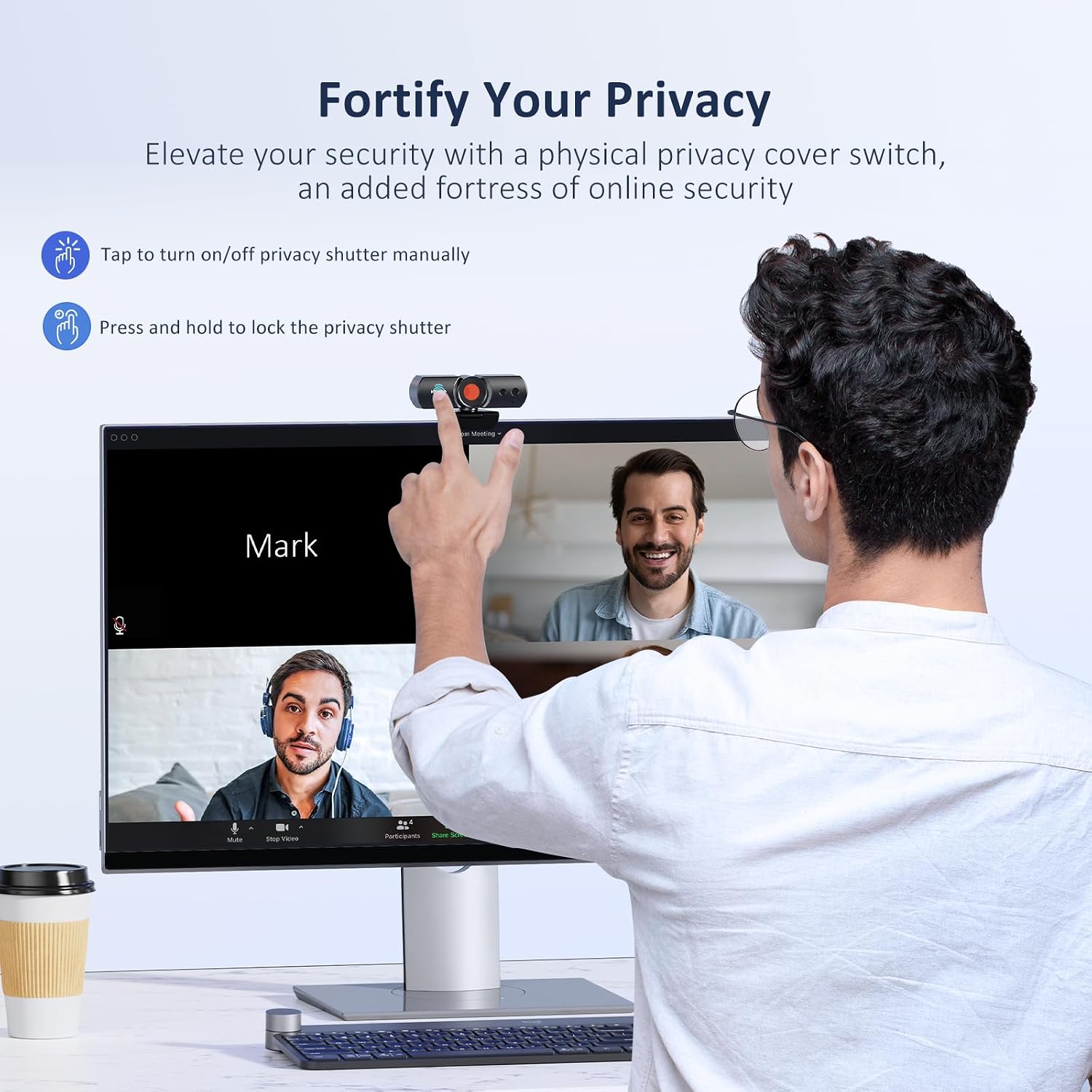 NexiGo HelloCam Pro, Webcam with Windows Hello, 1080P 60FPS Autofocus, True Privacy, Automatic Electronic Shutter, Computer Camera, Microphone, Facial Enhancement, HD USB Web Cam — 3