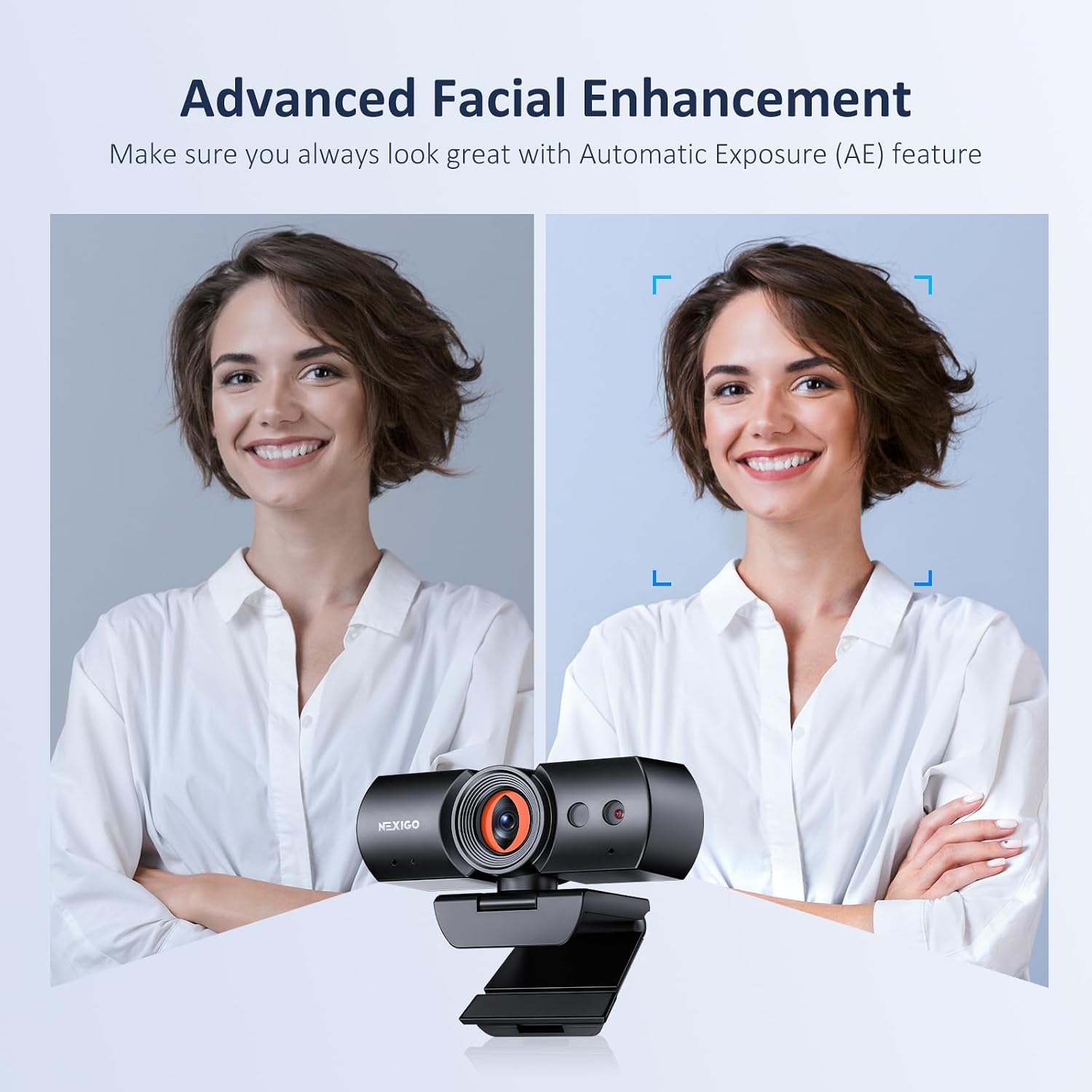 NexiGo HelloCam Pro, Webcam with Windows Hello, 1080P 60FPS Autofocus, True Privacy, Automatic Electronic Shutter, Computer Camera, Microphone, Facial Enhancement, HD USB Web Cam — 7