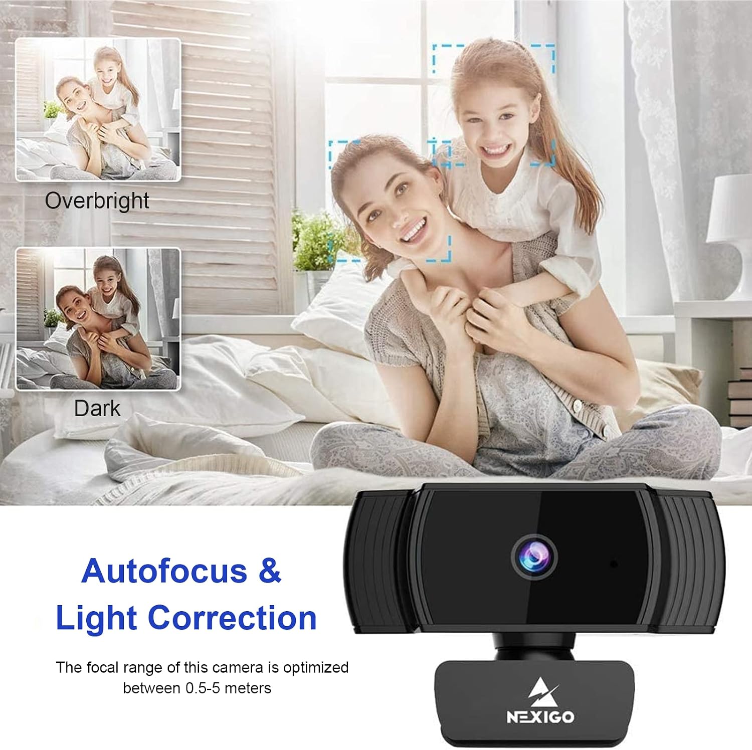 NexiGo N930AF Webcam with Microphone for Desktop, Autofocus, Webcam for Laptop, Computer Camera, 1080p HD USB Web Camera, Compatible with Zoom/Switch 2/Teams/Webex — 3