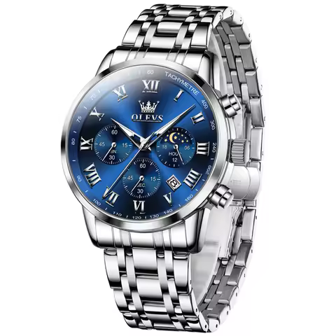 OLEVS 5529 Luxus Quarzuhr Für Männer Römische Skala Mondphase Chronograph Mann Uhren Wasserdicht Leucht Kalender Armbanduhr