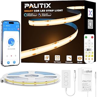 PAUTIX COB LED Strip Lights 3000K 20ft/6.1m,UL Listed LED Tape Lights 24V