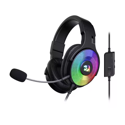 Redragon-Casque de jeu filaire H350 RGB, rétro-éclairage dynamique RVB, casque supra-auriculaire, pilotes 50mm