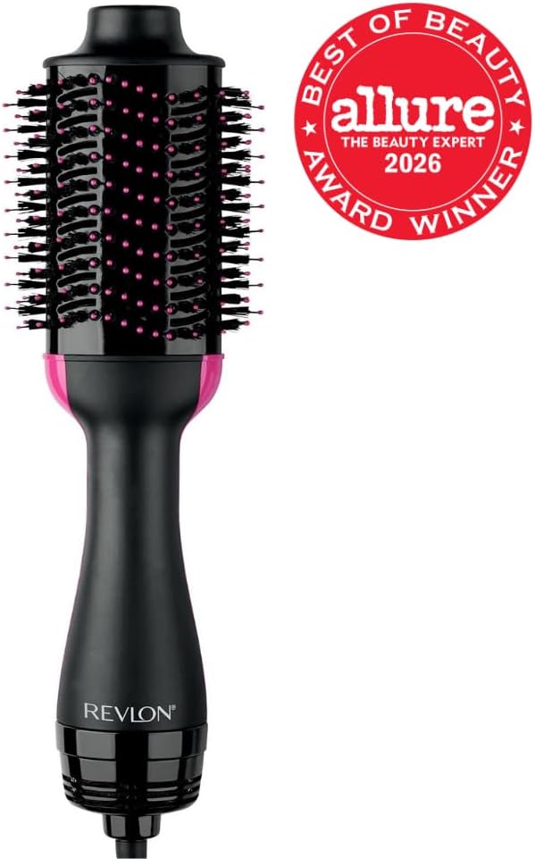 REVLON One-Step Volumizer Hair Dryer and Styler, 2.8 in Barrel, Black — 2